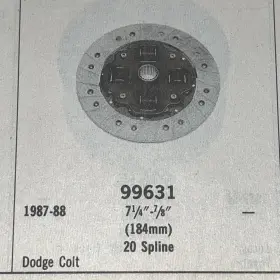 99631 Borg Warner Clutch Plate Bwd Fits 87-88 Dodge Colt 7 1/4 Inch 7/8-20 Spline Free Shipping