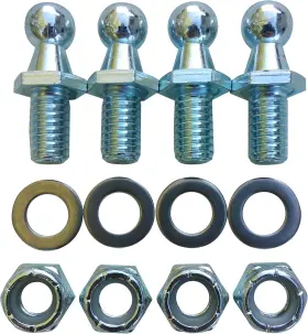 10mm.5 Jquad 4 Pack 10mm Ball Studs With Hardware Stud 1/2 Long Shank Silver