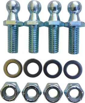 10mm.75 Jquad 4 Pack 10mm Ball Studs With Hardware Stud 3/4 Long Shank Silver