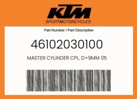 46102030100 Ktm Genuine Master Cylinder Cpl. D 9mm 05 -
