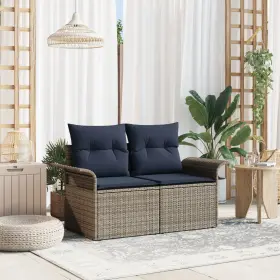 42006699 Vidaxl 2-seater Garden Sofa With Cushions Grey Poly Rattan