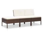 3-PIECE Poly Rattan Garden Lounge Set With Cushions Vidaxl. Fixed Price $241.99.