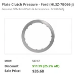 New Ford Oem Pressure Clutch Plate HL3Z-7B066-AA. Fixed Price $21.00.